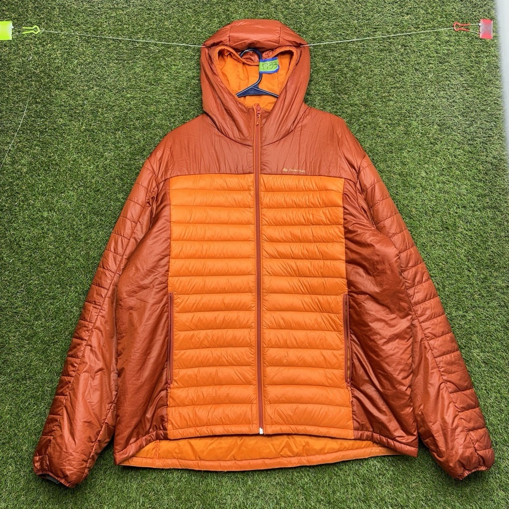 Decathlon Forclaz Down Jacket Mens 2XL Puffer Burnt Orange (Simond) MT100 Zip